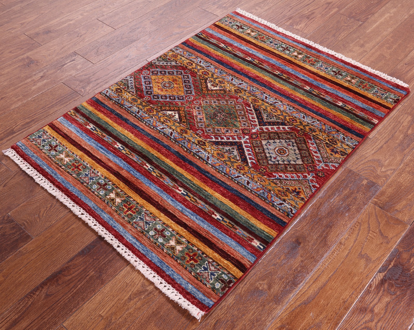 Super Kazak Khorjin Hand Knotted Wool Rug 2′ 9″ X 3′ 10″ – Q14400