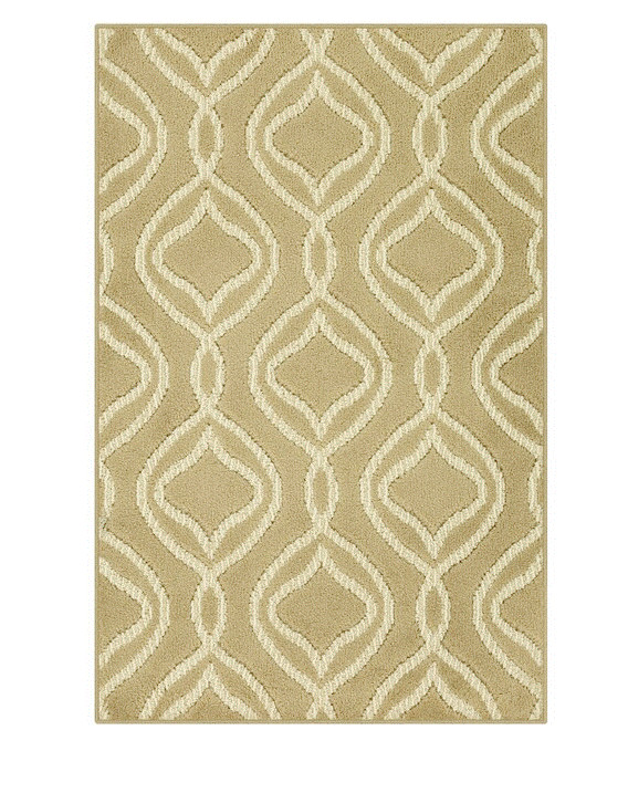 Mamluk Tan/Cream Indoor Geometric Machine Washable Throw Rug 30”x46”