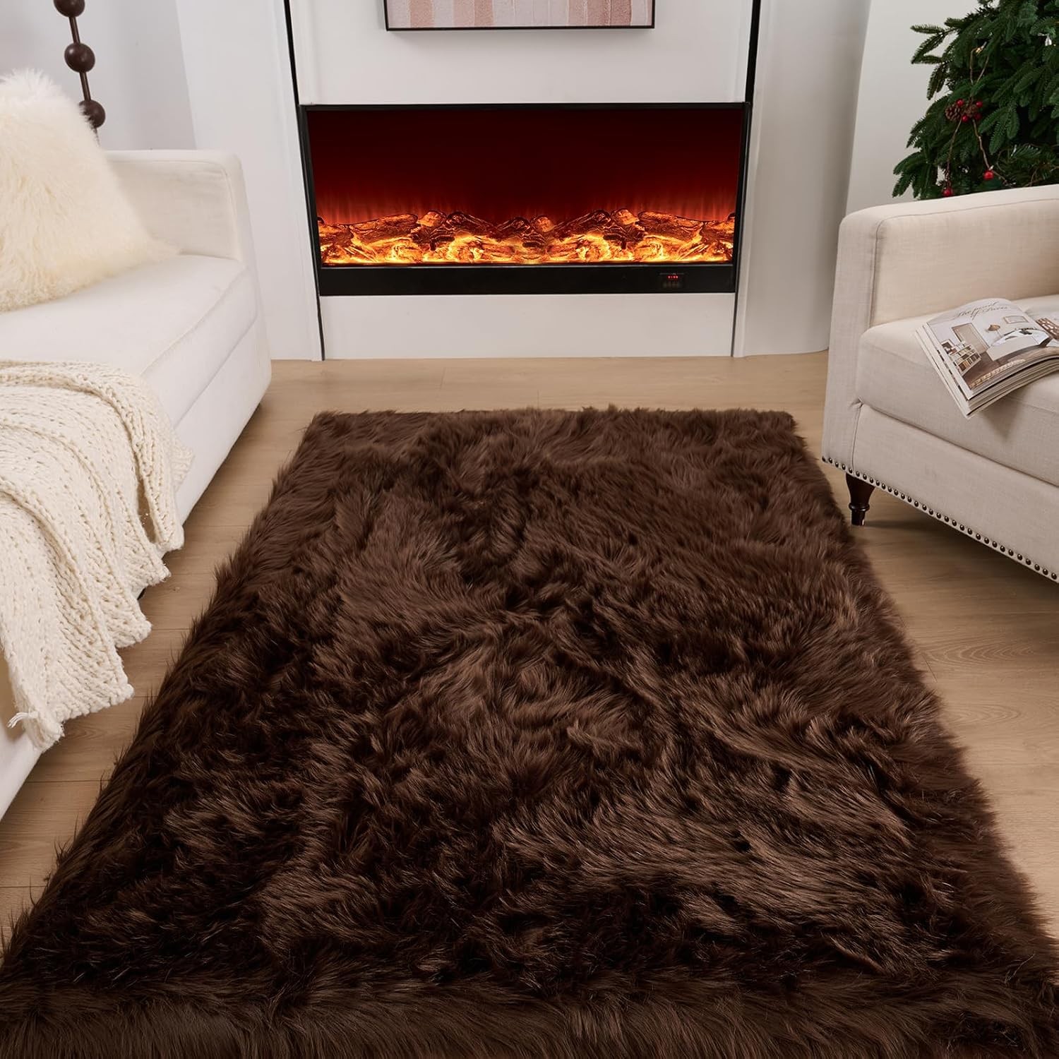 Faux Fur Sheepskin Runner Rug 2×6 FT Ultra Soft Shaggy Plush Fluffy Fuzzy Area