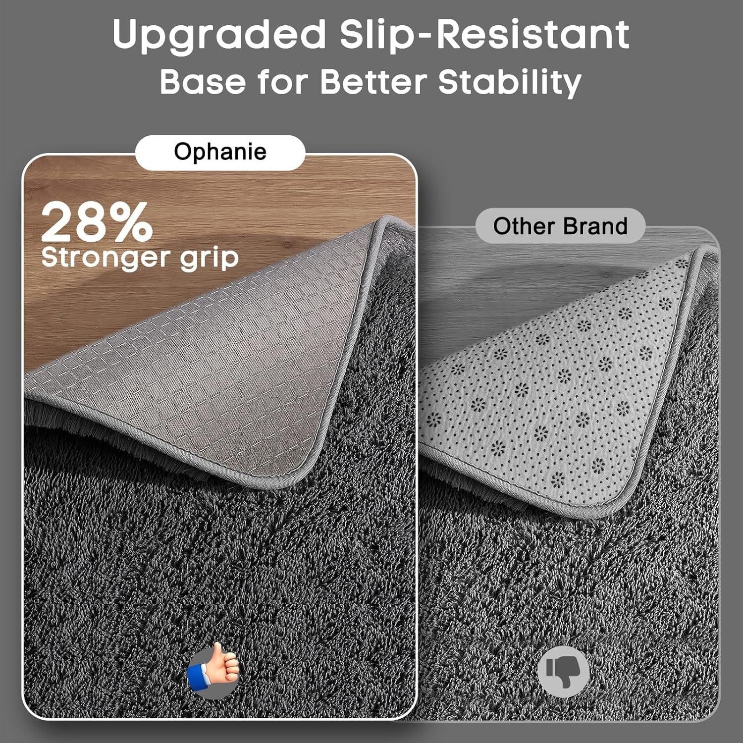 Ophanie Small Rug Upgrade Non Slip Throw Bedside Area Rugs, Fluffy Soft Grey Min