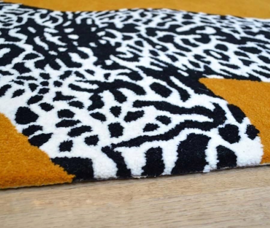 8×10 9×12 Orange Animal Print Rug Hand-Tufted Maximalist Bedroom Decor Carpet