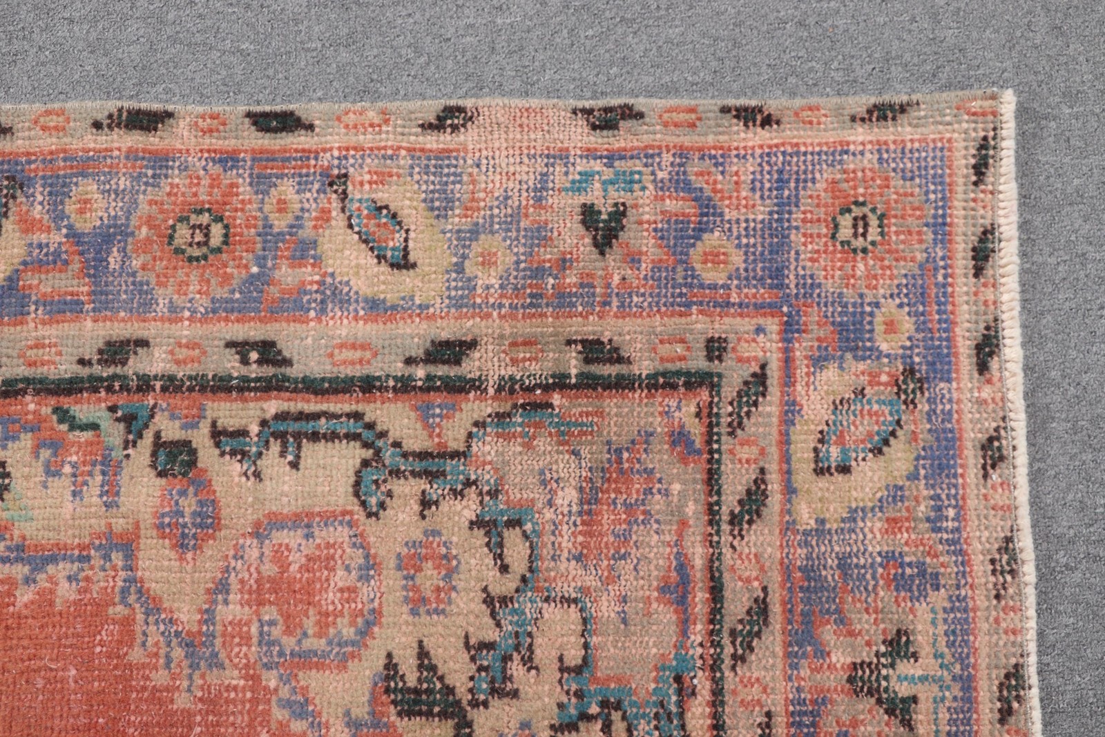 Turkish Vintage Rug, Large 5,2×8,8 ft (160×269 cm) Rug, Red Ikat Wool Rug