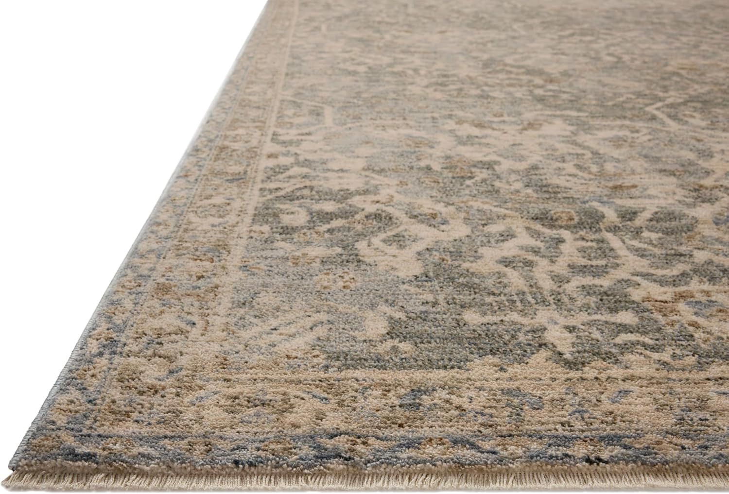 Joanna Gaines Junie Round Area Rug 5’3″ Blue/Natural, 0.38″ Pile Height