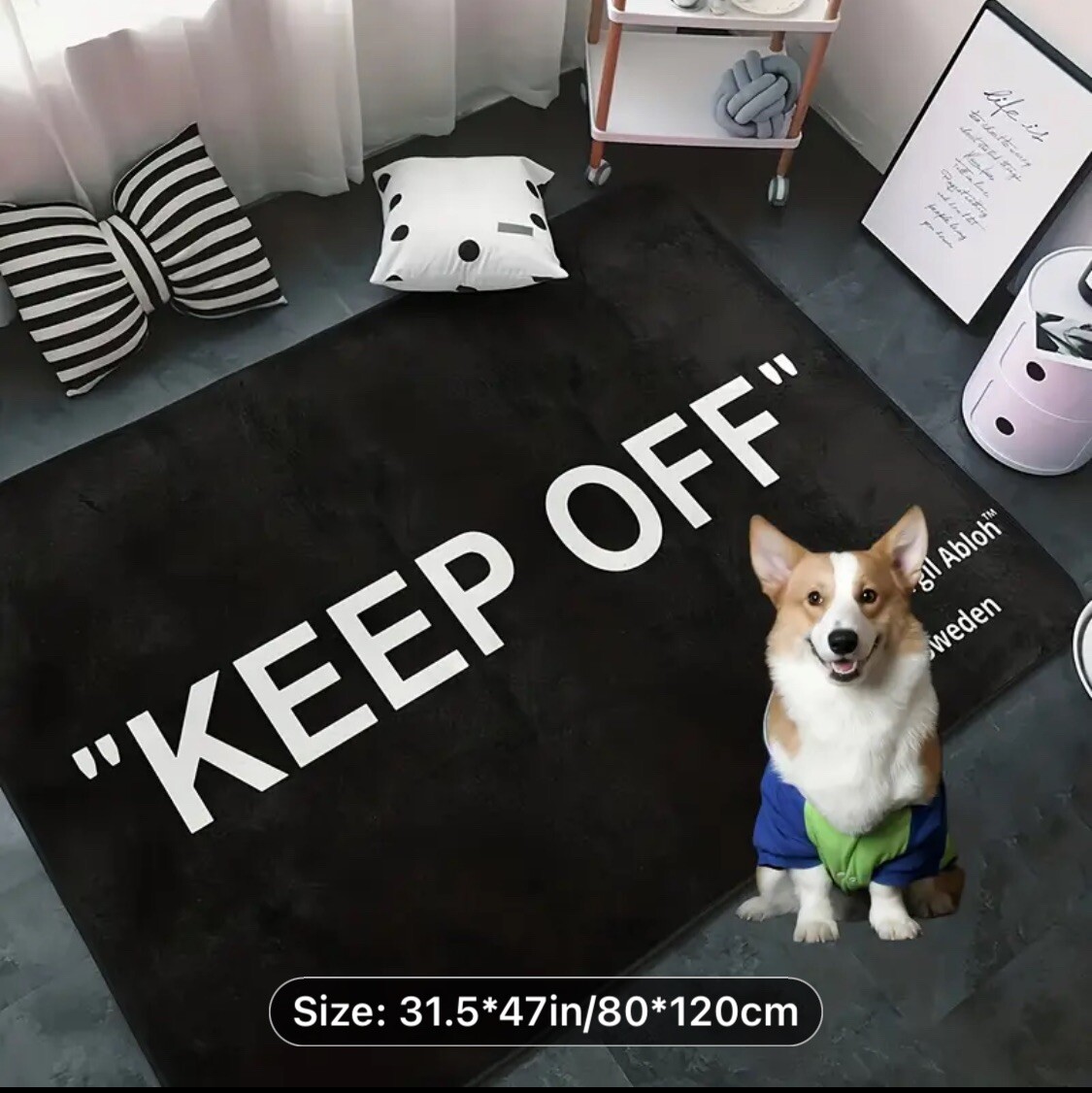 Customized “Keep Off” Off White Area Rug 31in(20cm) X 47in(80cm)