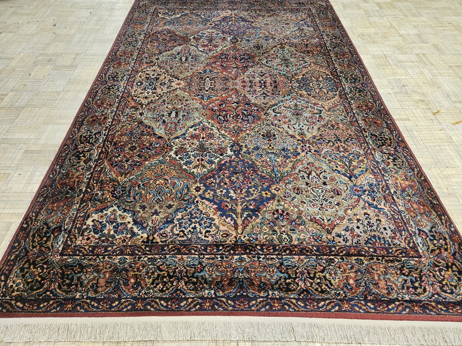 6×9 KARASTAN MULTICOLOR PANEL KIRMAN ORIGINAL 700 717 100% WOOL RUG EXCELLENT