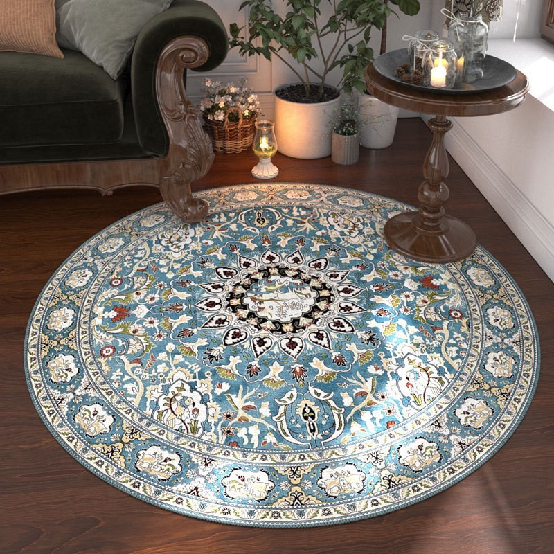 Round Area Rug Soft Indoor Bohemian Mandala Machine Washable Non Slip