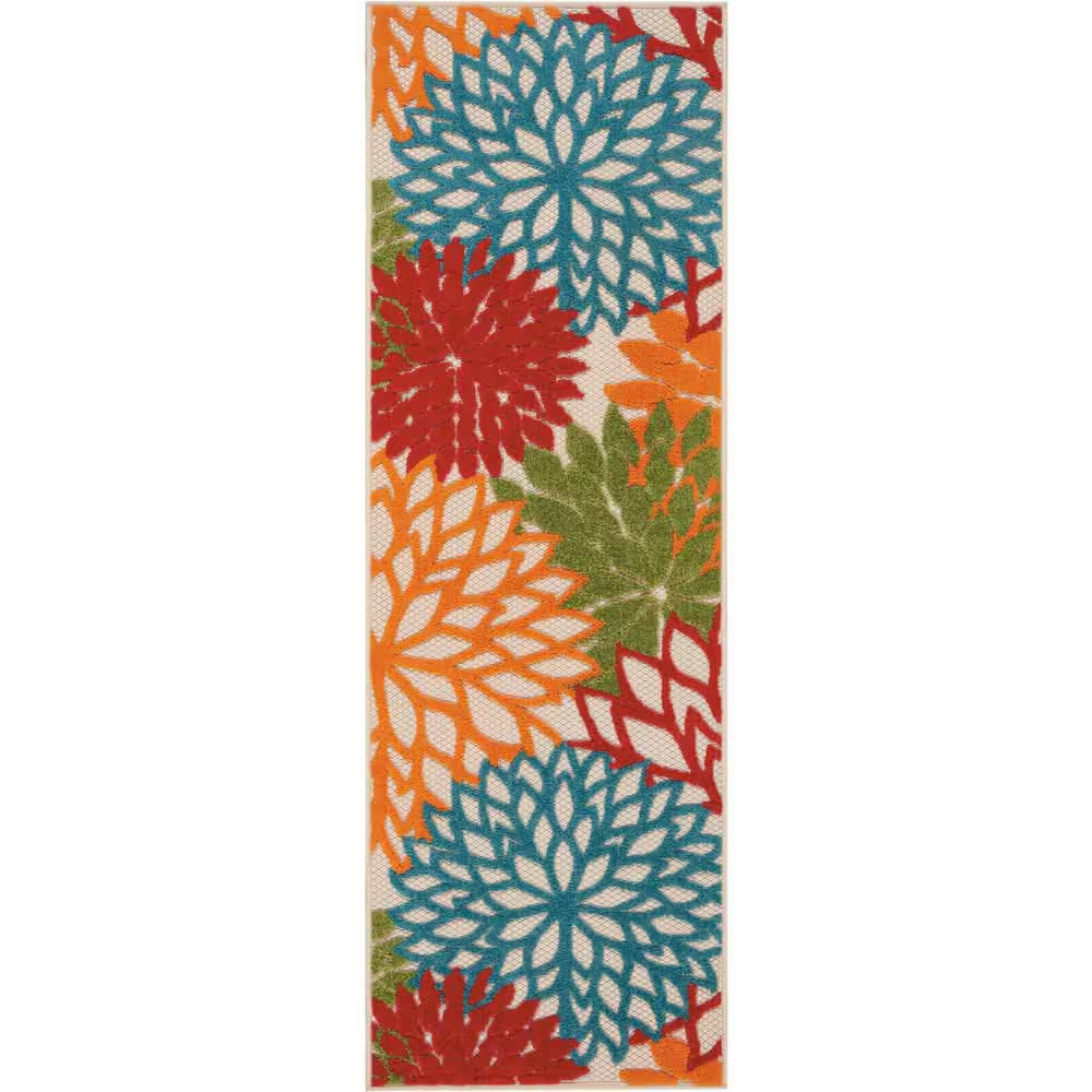 Aloha Green 2 Ft. X 6 Ft. Runner Floral Modern Indoor/Outdoor Patio Kitchen Area