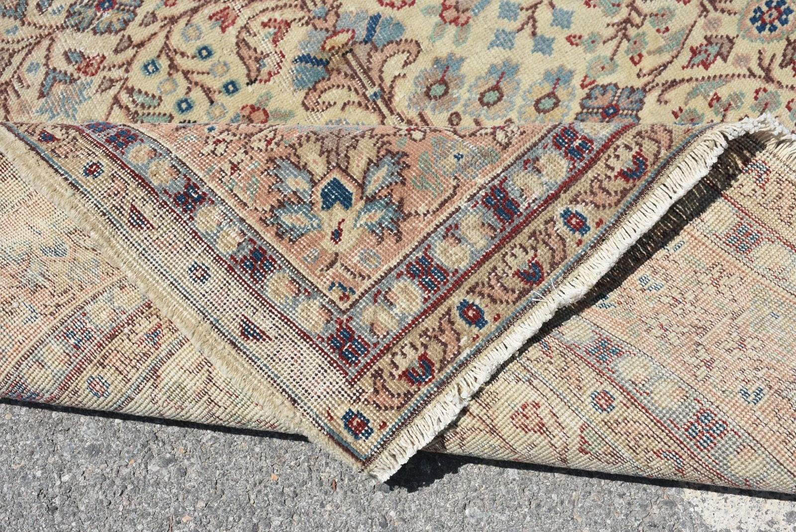 Vintage Rug, 6,7×9,5 ft Large Rug, Brown Blue Wool Rug
