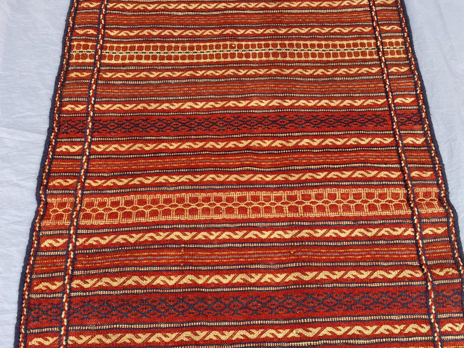 3’3 x 5 Ft Afghan Kilim Rug Tribal Striped Flatweave Carpet Handmade Wool Rustic