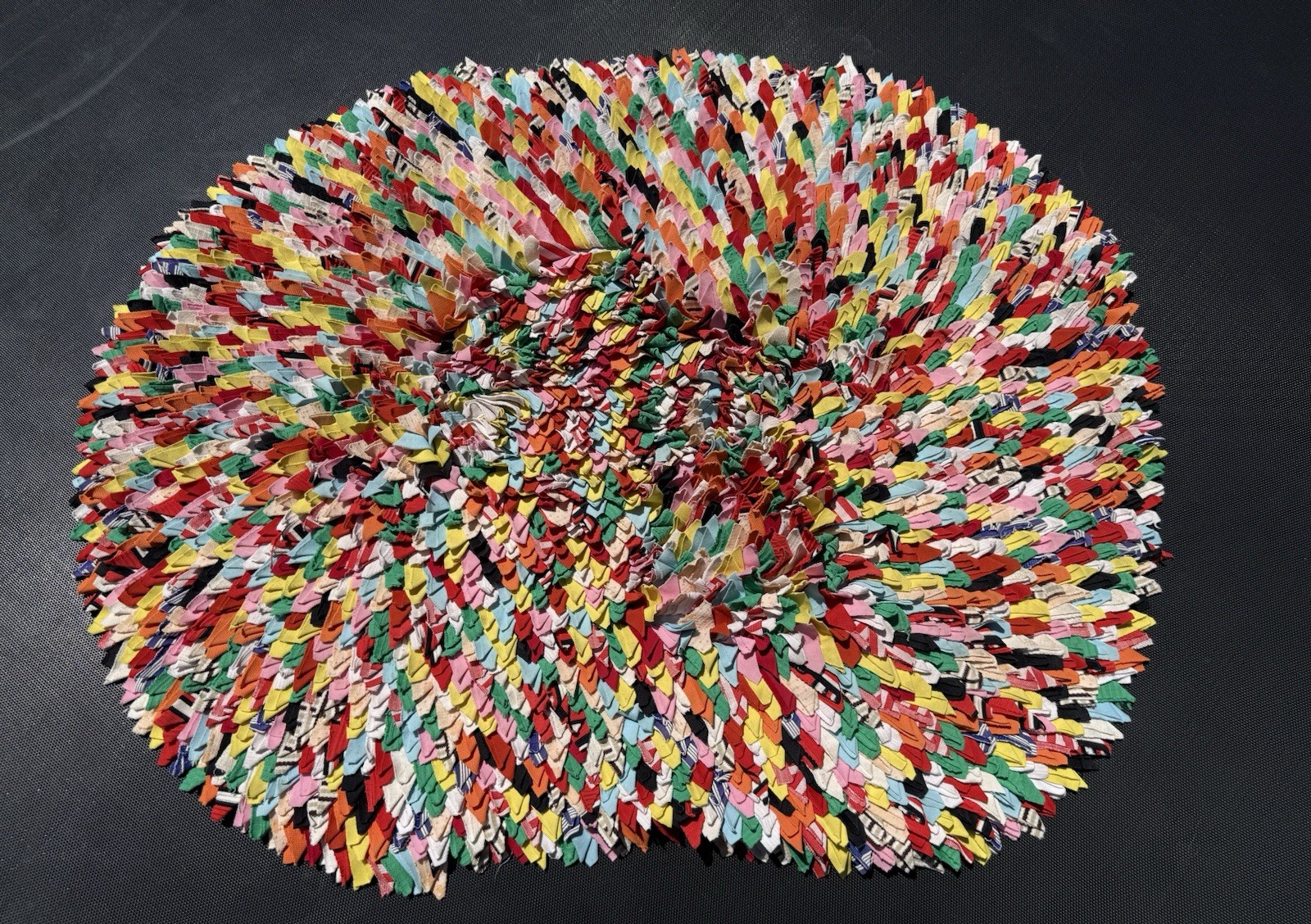 Vtg Material Throw Rag Rug Bath Mat Granny Cottage 31×38