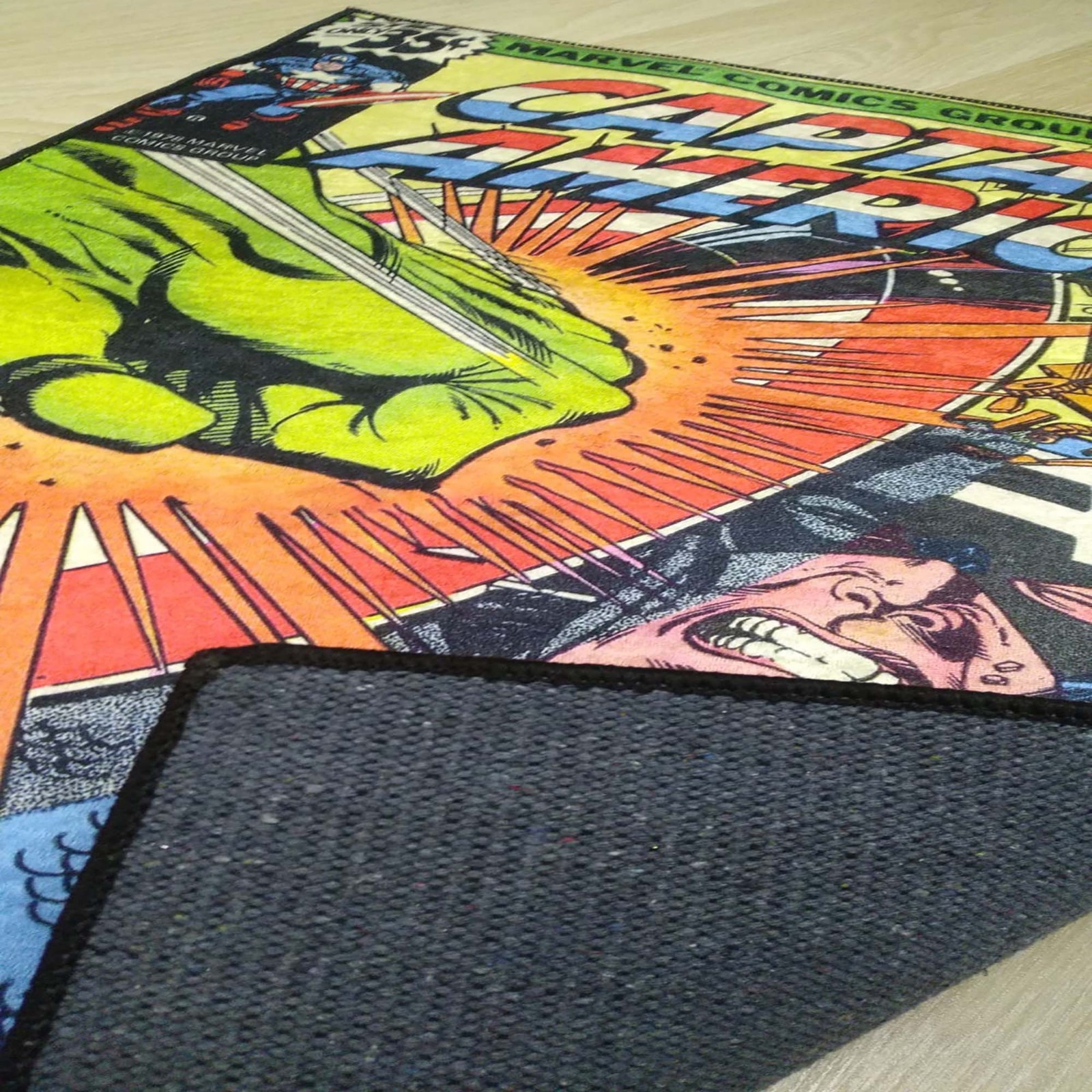 Captain America Vintage Comic Rug, SuperHero Comics Group Design, Retro Comic Bo