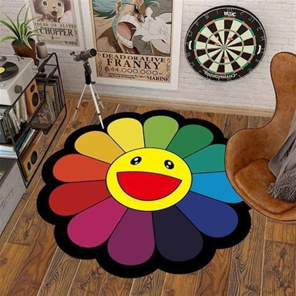40Inch Takashi Murakami Rug – Flower Design, Soft and Durable Material for Home