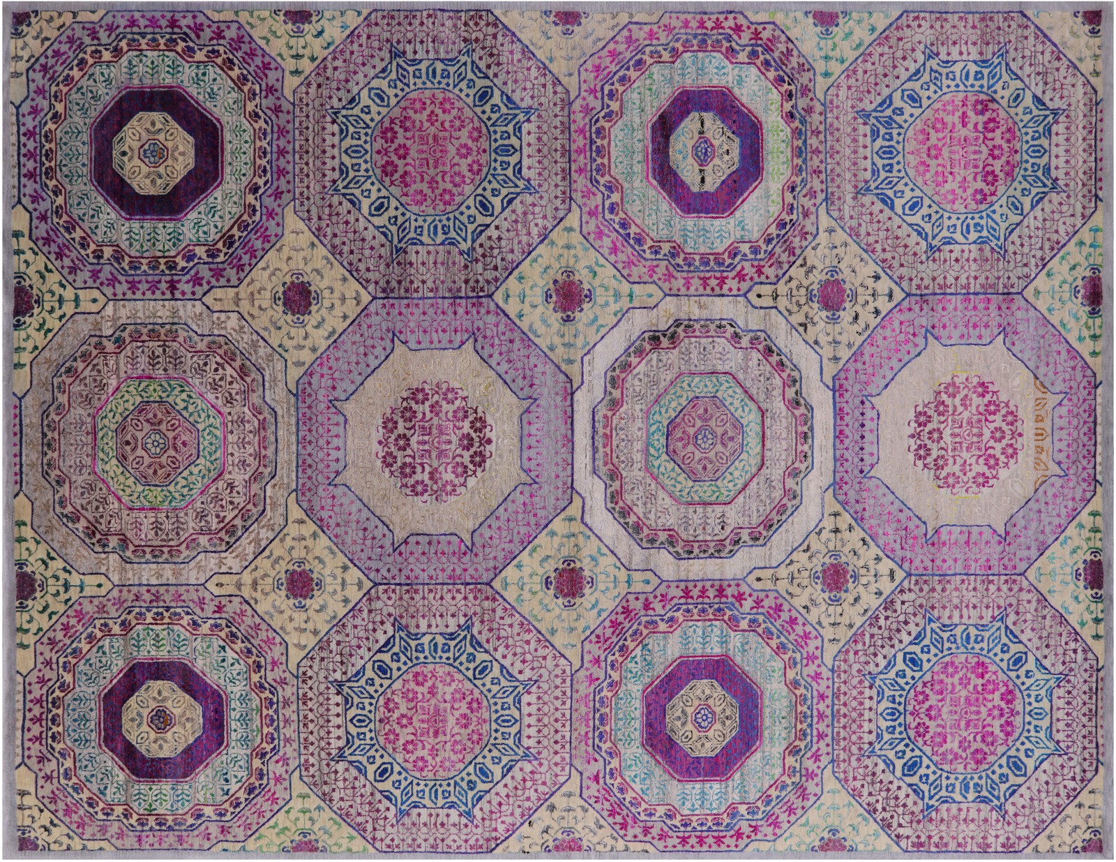 9′ 0″ X 11′ 9″ Mamluk Hand-Knotted Wool & Silk Rug – Q6827
