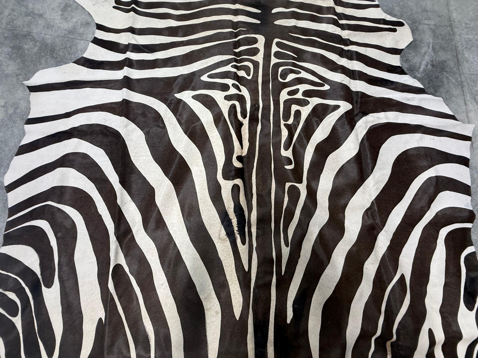 Cowhide Rug Huge Zebra Print Leather Rug 6.3×5.1 ft ( 76″x62″ ) 076