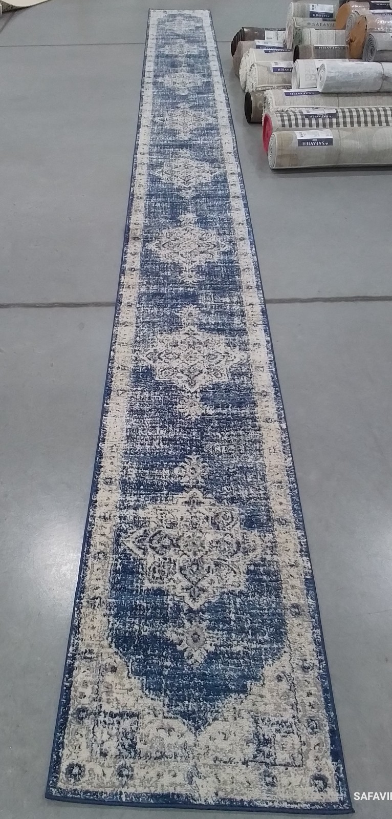 IVORY / NAVY 2′-0″ x 22′-0″ Flaw in Rug, Reduced Price 1172783503 BNT865A-222