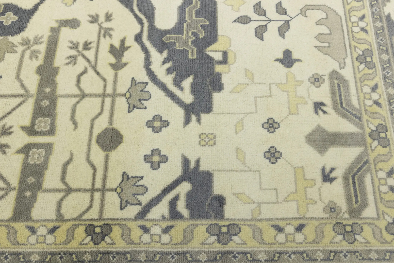 Handmade Oushak Oriental Rug 12X15 ft Oversized Wool Floral Carpet Living Room