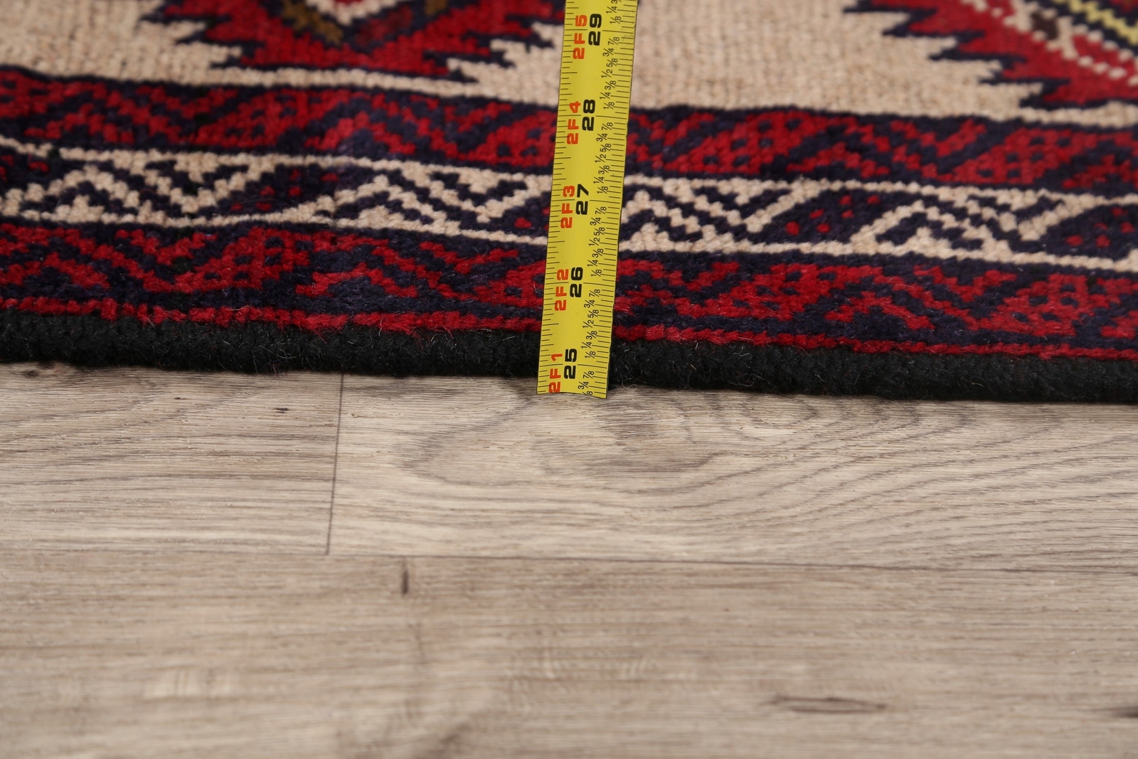 Vibrant Color Geometric Handmade Balouch Afghan Accent Rug Ivory 3×6 ft