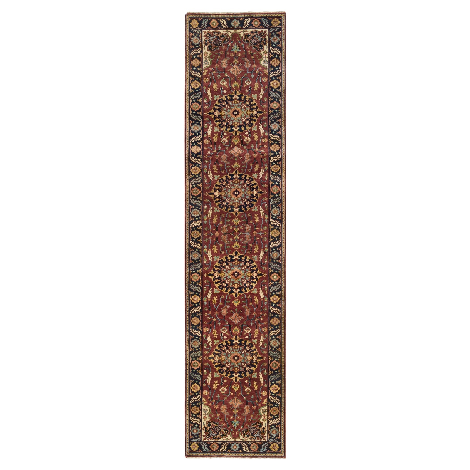 2’8″ x 12′ Red Antiqued Saroogh ReCreation Wool Hand Knotted Runner Rug R65471