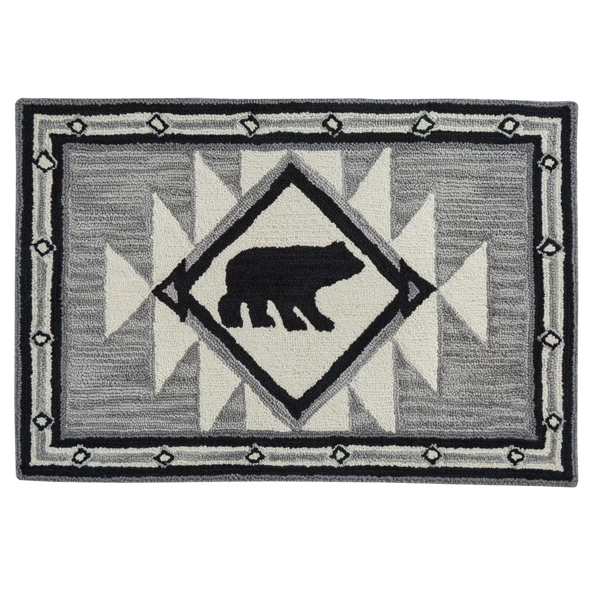 Black Bear Southwestern Polyester Rustic Country Hooked Accent Rug 24″x36″