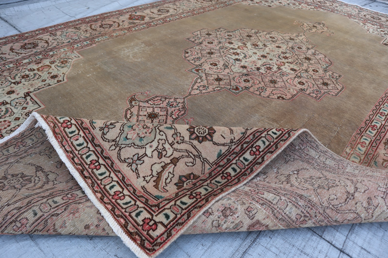 8’0x12’10 ft Vintage Tribal Caucasian Rug, Gray Hand Knotted Veg Dyes Wool Rug