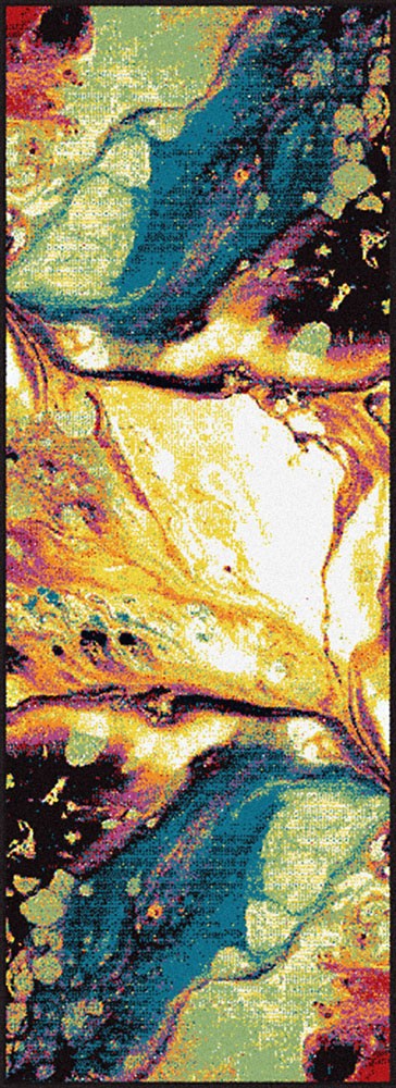 2×7 Multi-Color Blots Leaks Waves Abstract Runner SMP1004 – Aprx 2′ 7″ x 7′ 3″