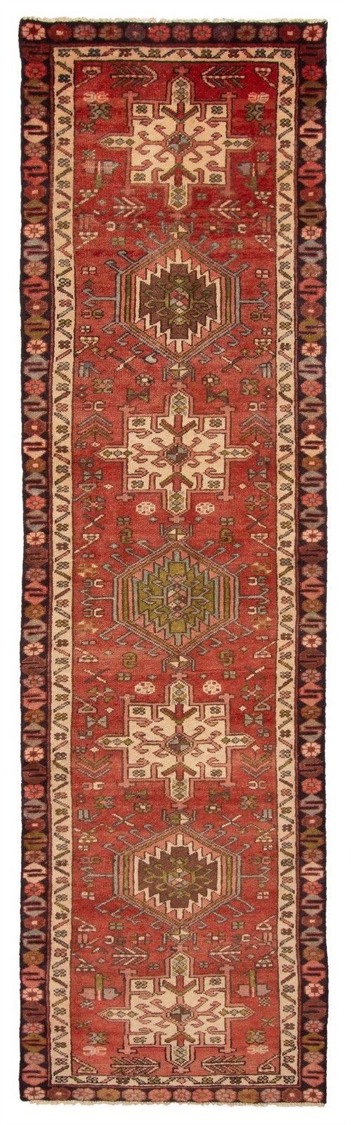 Vintage Hand-knotted Runner Rug 2’10” x 10’7″ Traditional Oriental Wool Carpet
