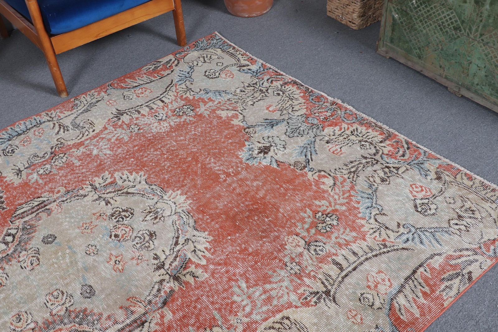 5,6×8,9 ft Vintage Turkish Rug, Large Rug, Red Wool Rug