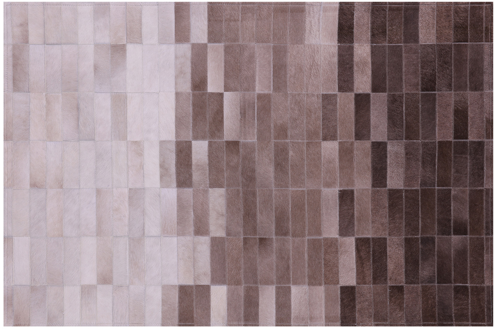 Brown & White Gradient Brickwork Natural Cowhide Hand Rug 3′ 3″ X 5′ 0″- C3409
