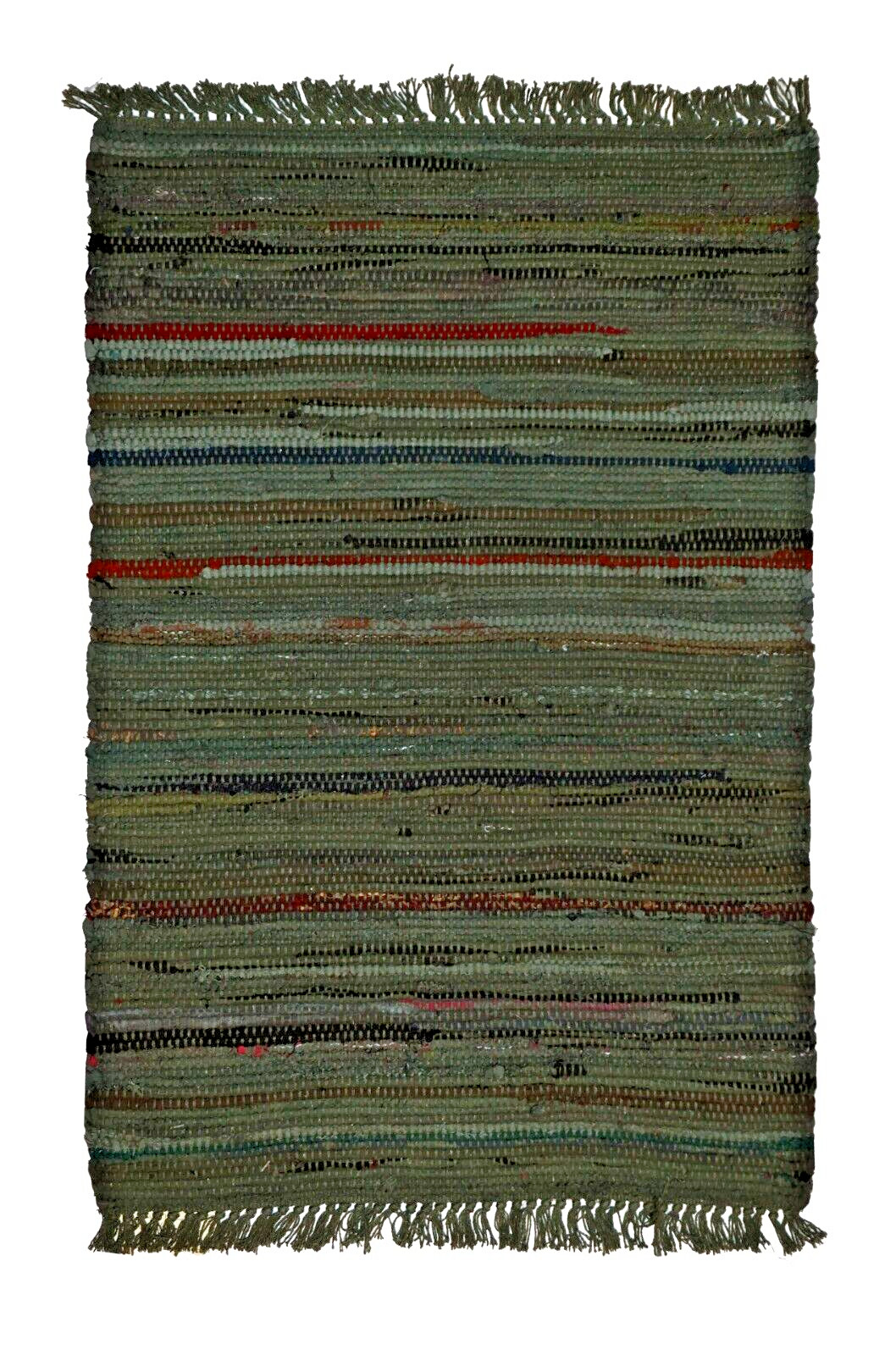 Sturbridge Forest Green Rag Area Rug, 30 x 50 Inches, Hand Woven Cotton