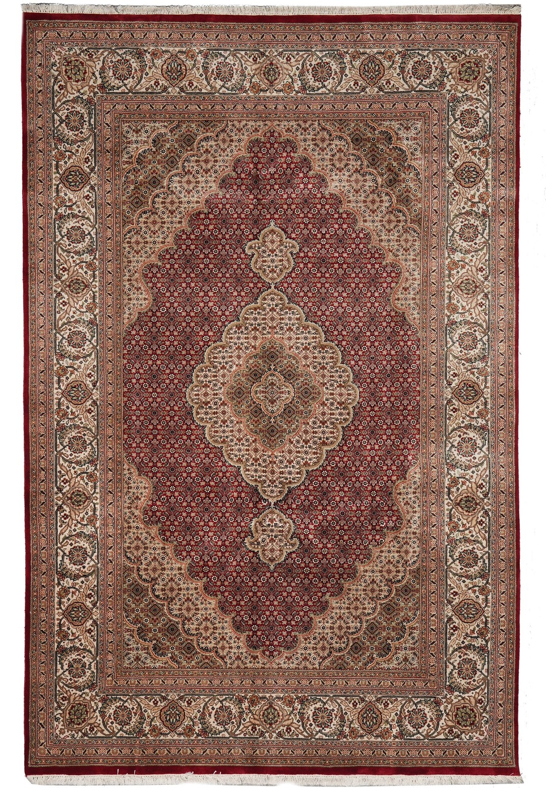 6.8 x 9.8 Rich Ruby Red Wool and Silk Quality Tabriiz Mahii Carpet #PIX-25767