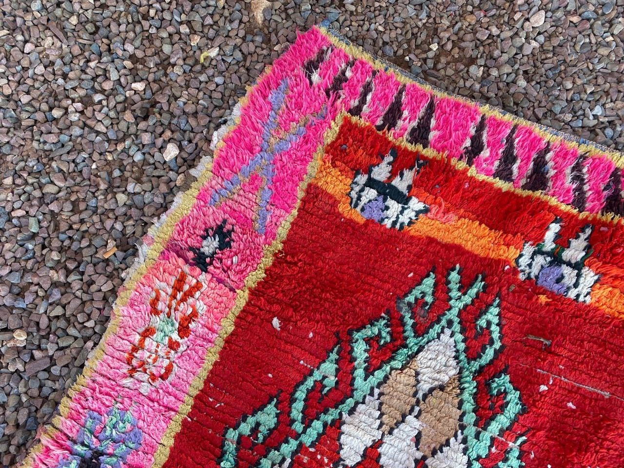 2’7×7’5 ft Moroccan Handmade Cotton Rug Unique Shaggy Berber Bedroom Vintage Rug