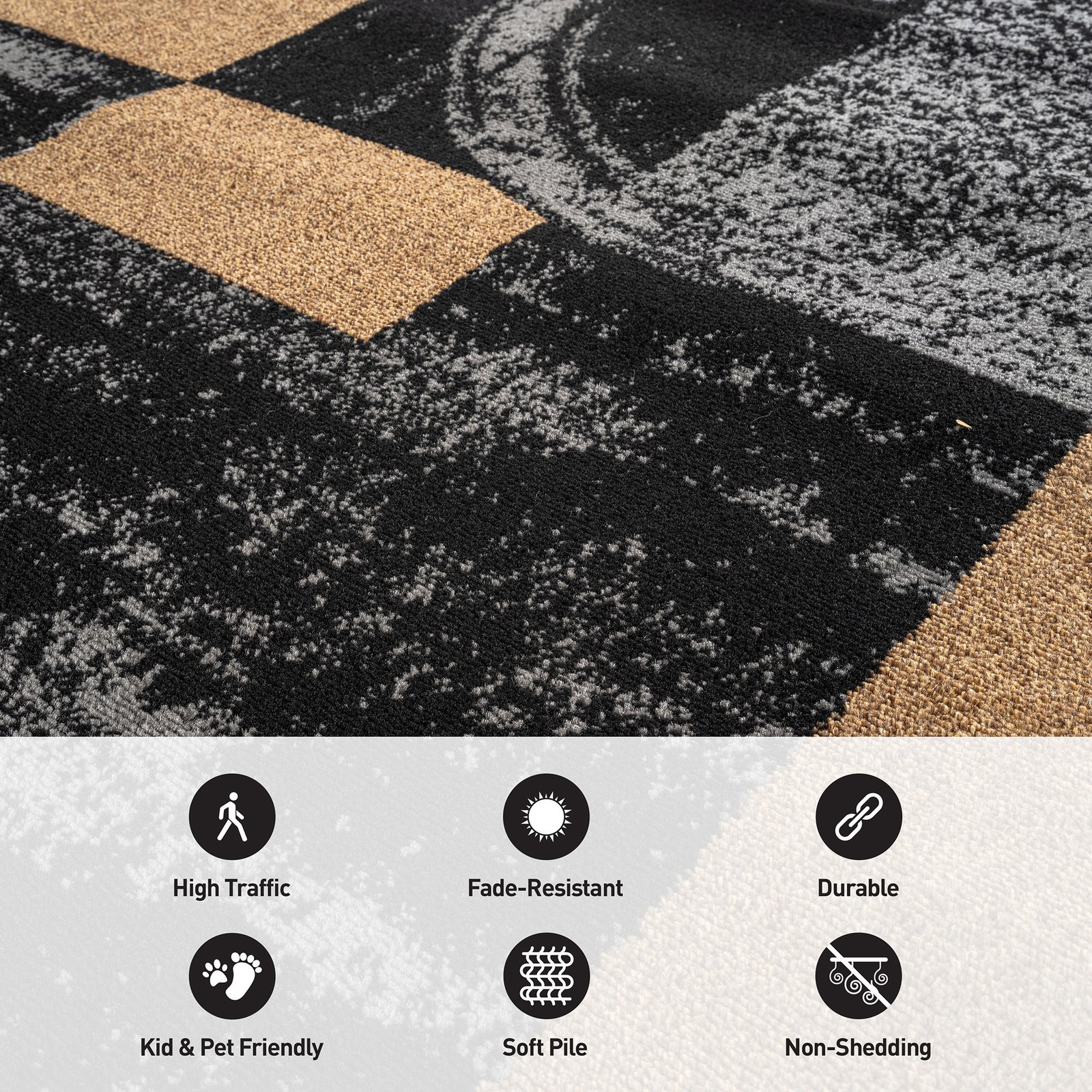 Rugshop Indoor Doormat Contemporary Modern Abstract Circle Rugs 2×3 Small Rug