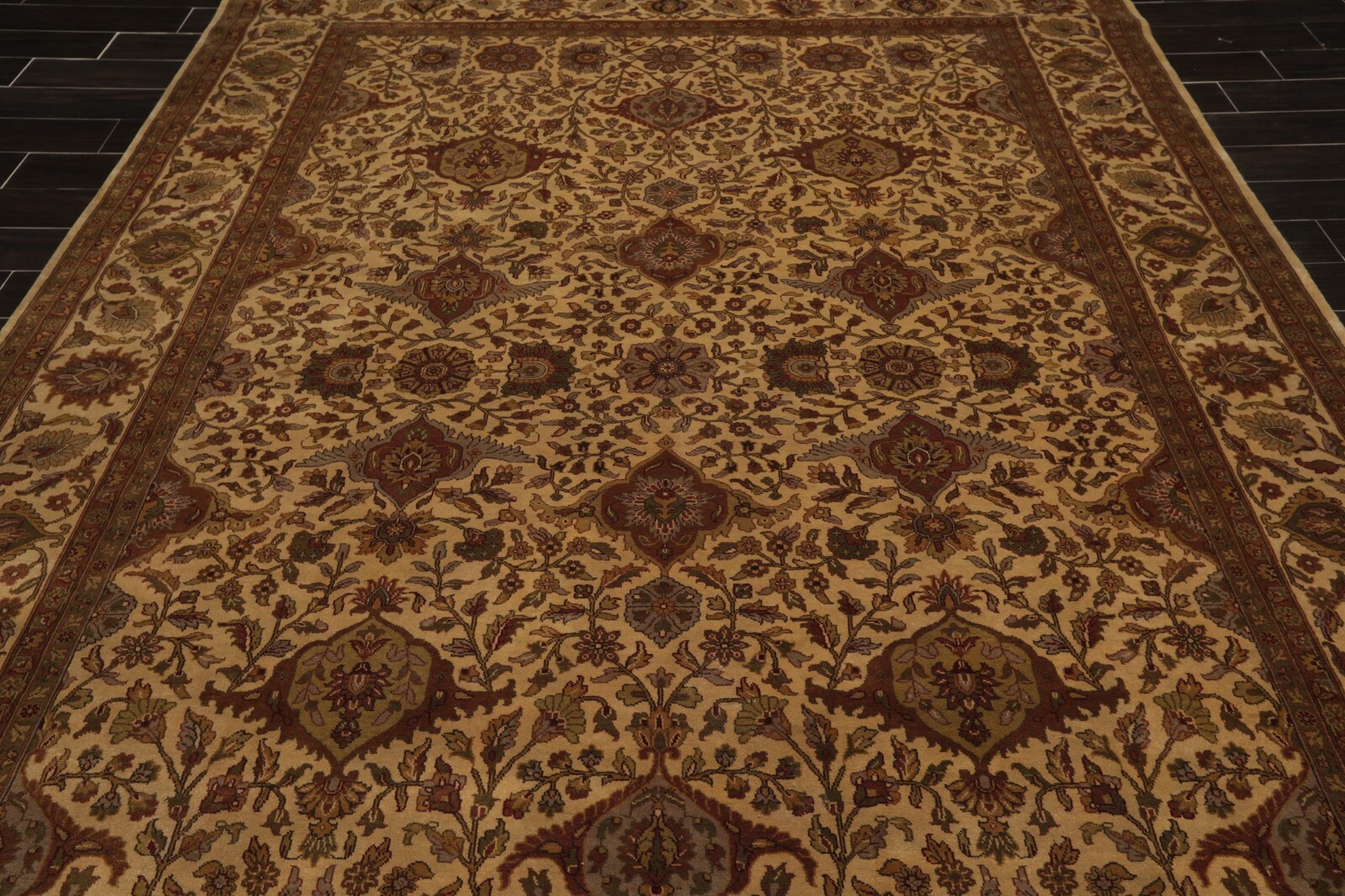 7’11” x 10’11” Hand Knotted 100% Wool 200 KPSI Jaipur Oriental Area Rug Tan