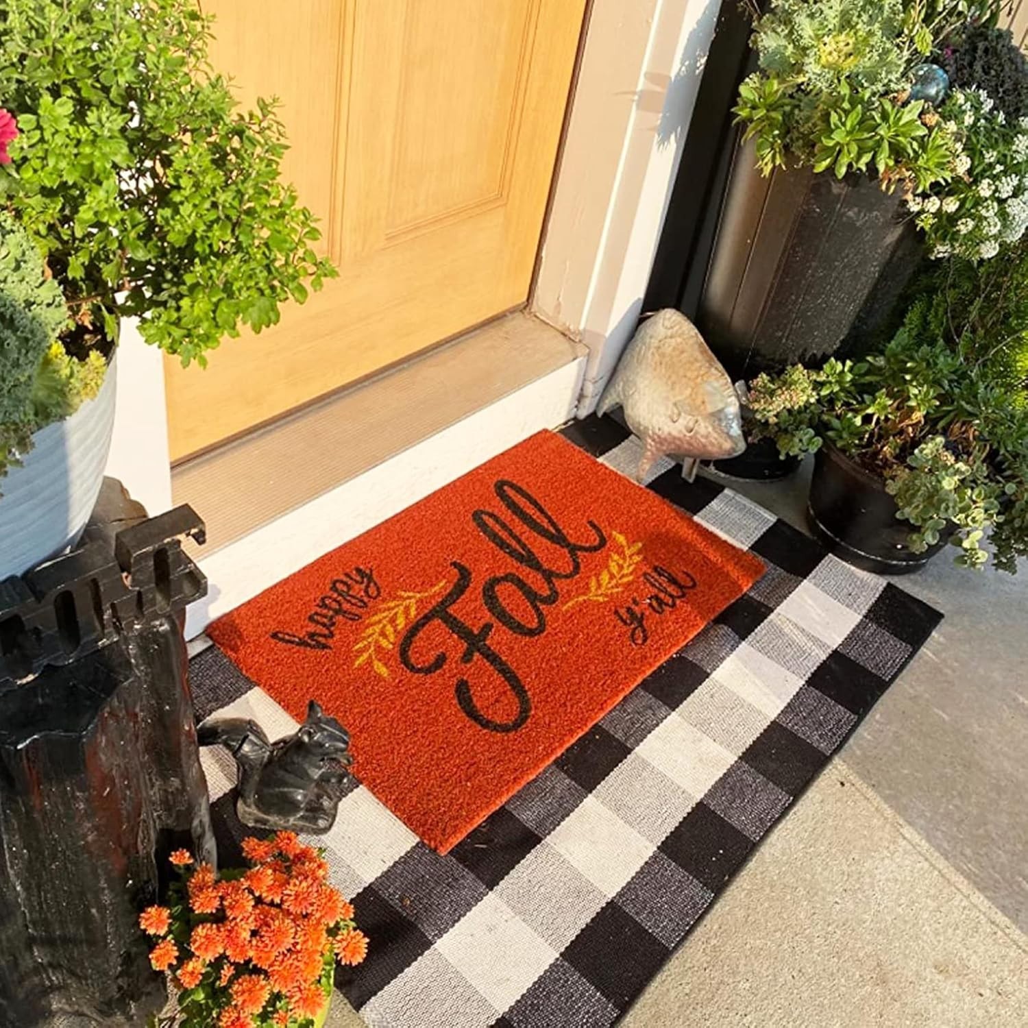 Stylish Black and White Buffalo Plaid Rug 27.5″ x 43″ for Farmhouse Decor