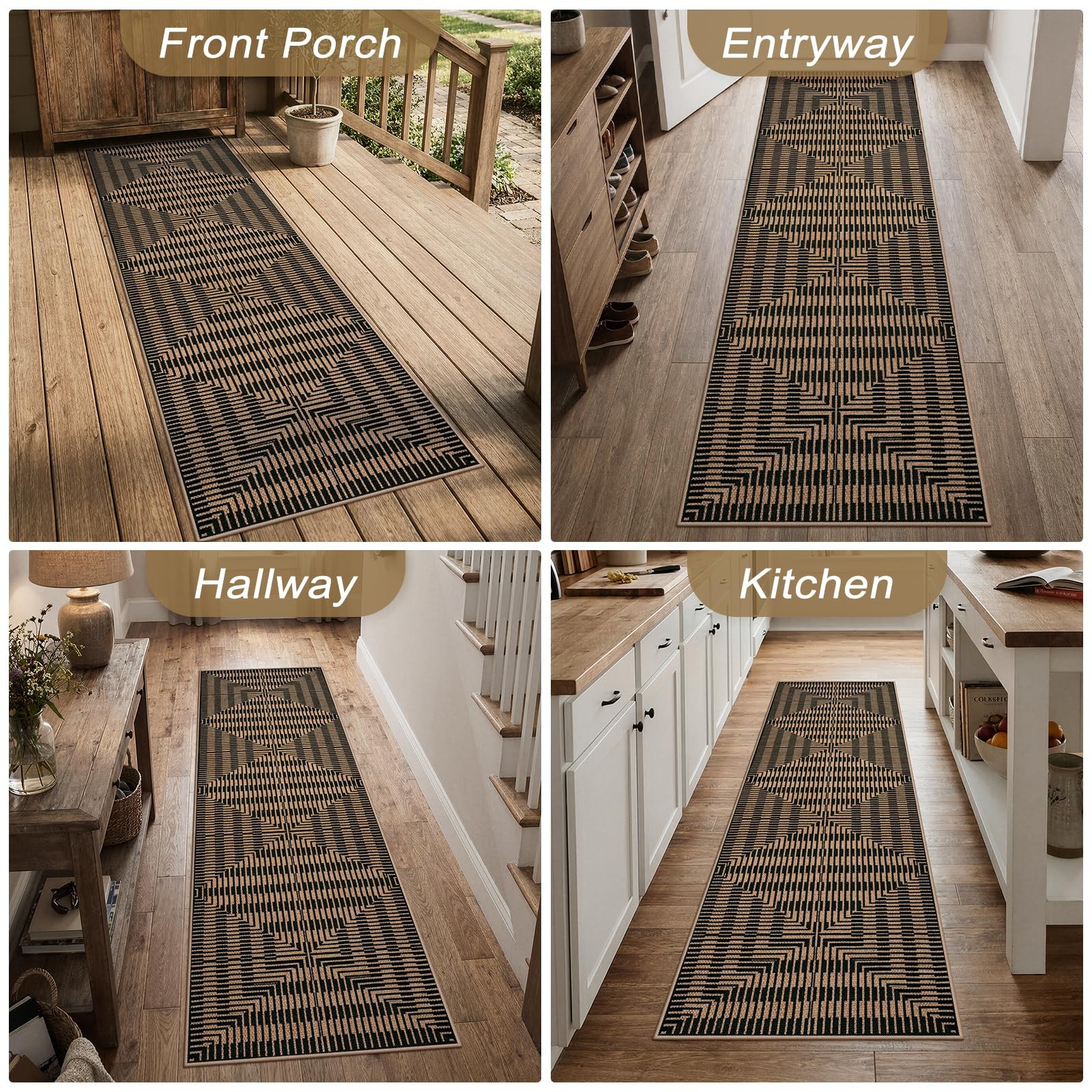 Easy Jute Indoor Outdoor Runner Rug 2×6, Washable Runners for Hallways Non Sl…