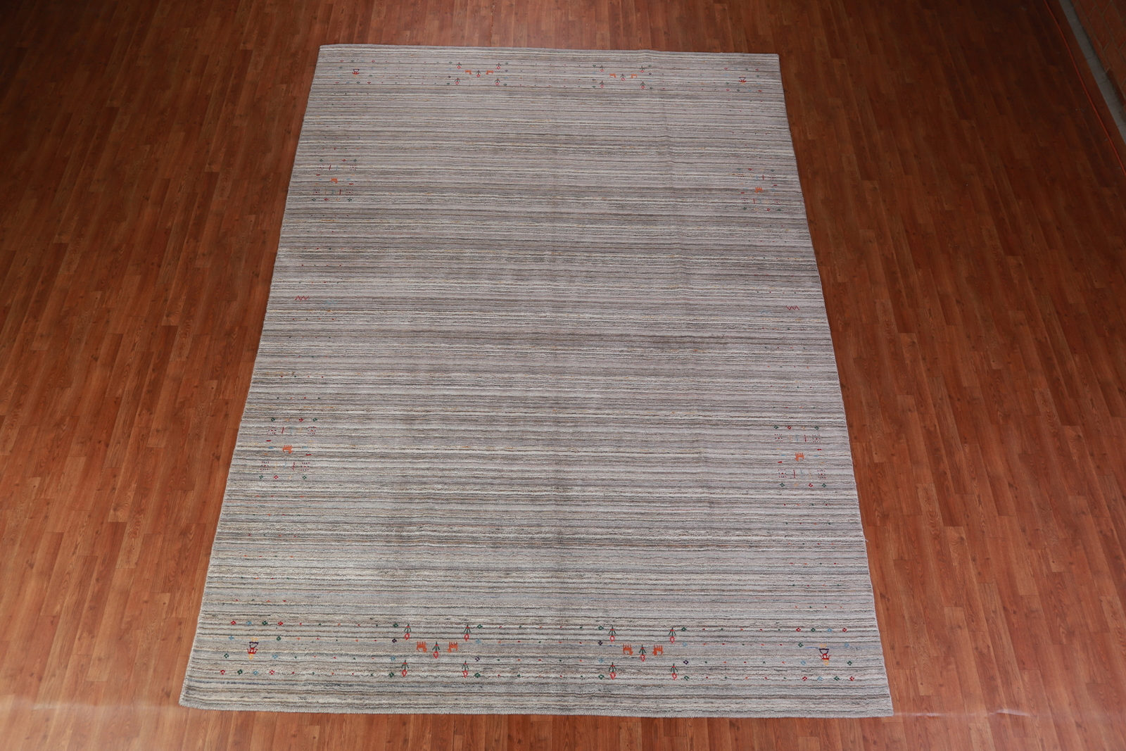 Eye-catching Gabbeh Area Rug Grey Handmade Wool 9×12 ft