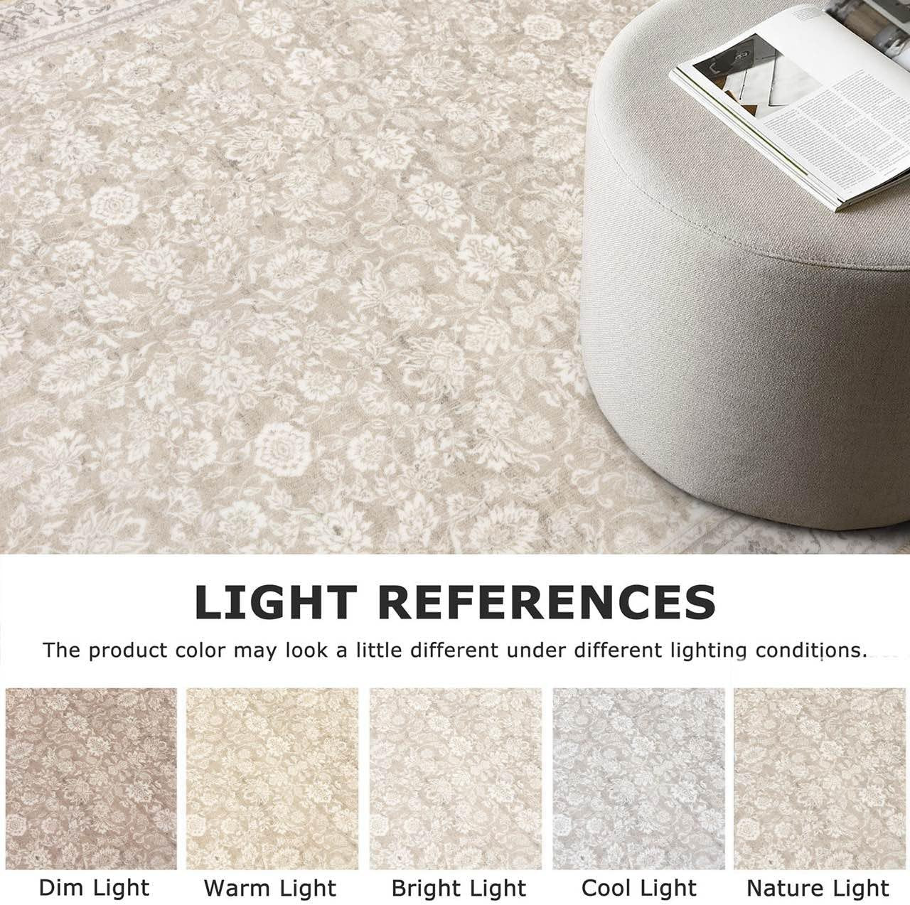 2X3 Washable Rug Soft Area Rug for Entryway, Cream Beige Yellow White Grey Slip-