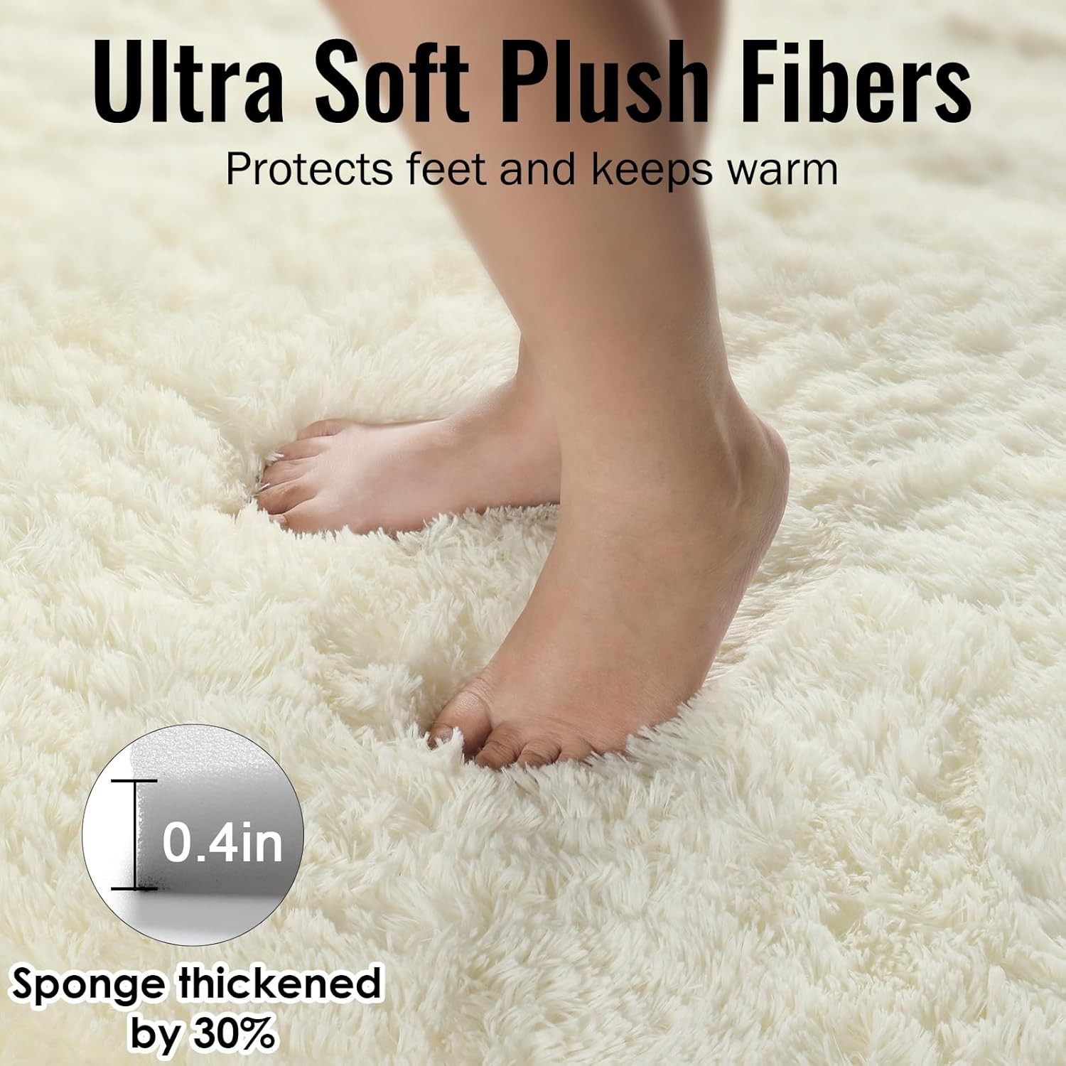 Ultra Soft Area Rugs for Living Room 6×9 Ft,Cream White Soft Fuzzy Shaggy Rug…