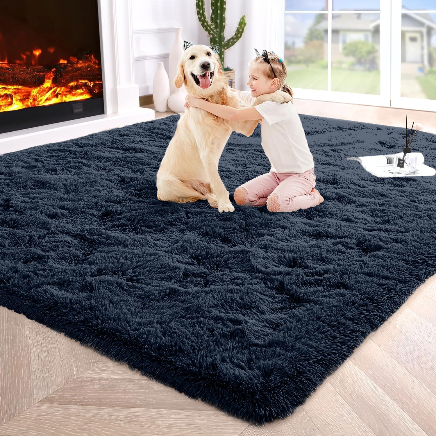 Ultra Soft Shaggy Carpet Large Anti Slip Rug for Bedroom Nursery Living Room