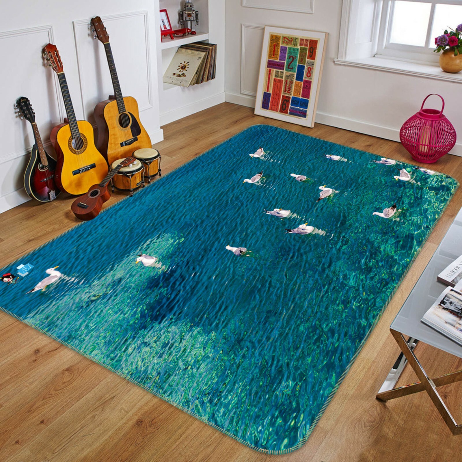 3D Blue Sea Duck ZHUA651 Game Non Slip Rug Mat Photo Carpet Amy