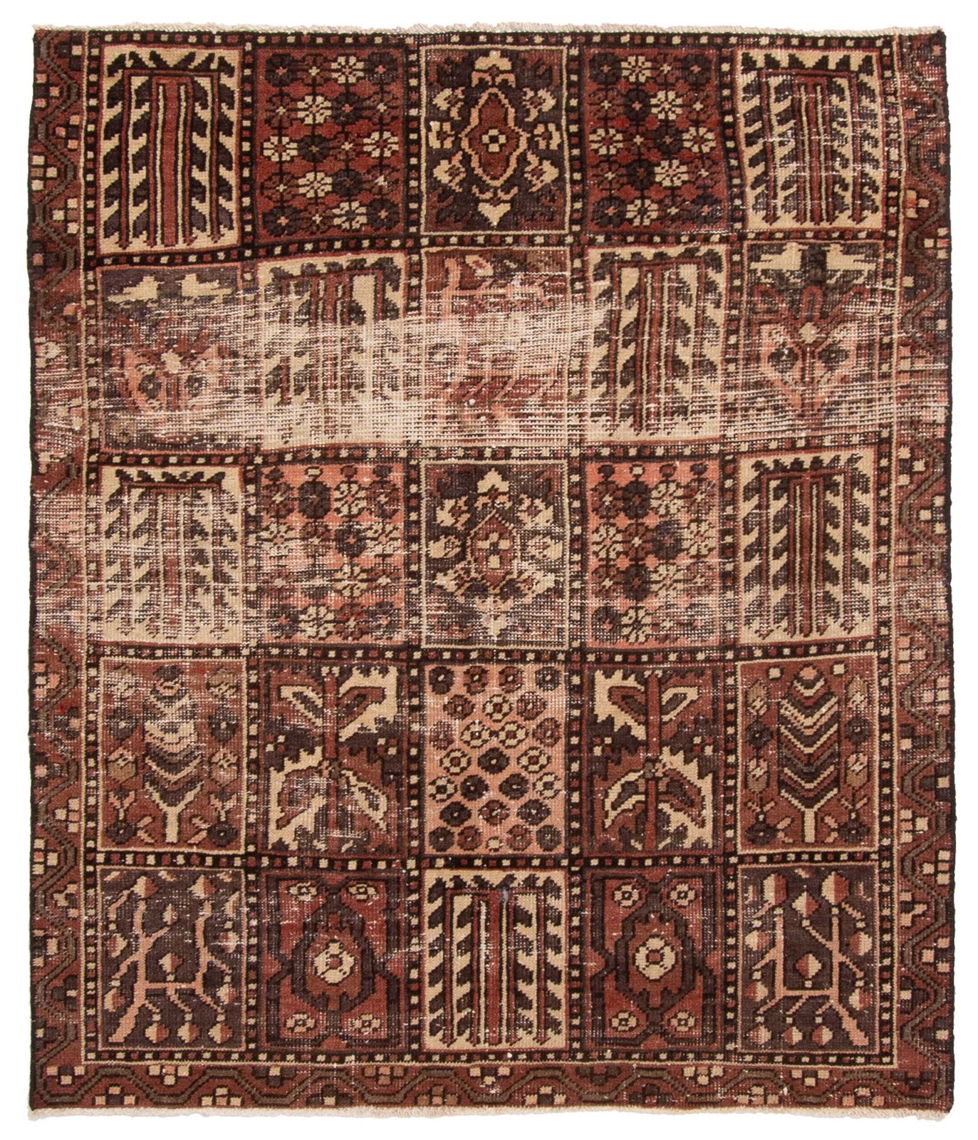 Vintage 4’6″ x 5’4″ Traditional Hand Knotted Vegetable Dye Wool Area Rug