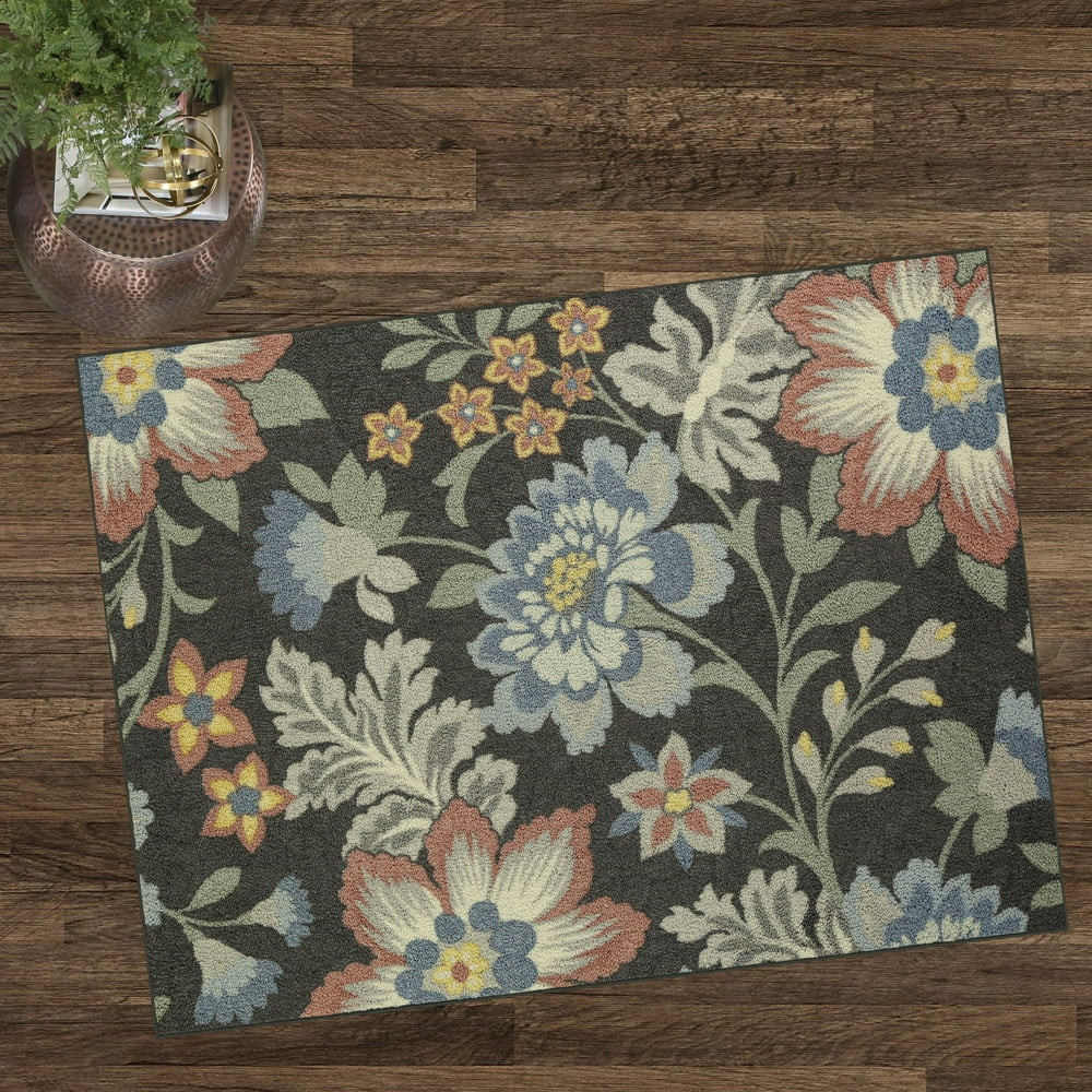Oversized Soft Floral Gray Non Slip Accent Rug Runner Fade Resistant 1’8″X2’10”