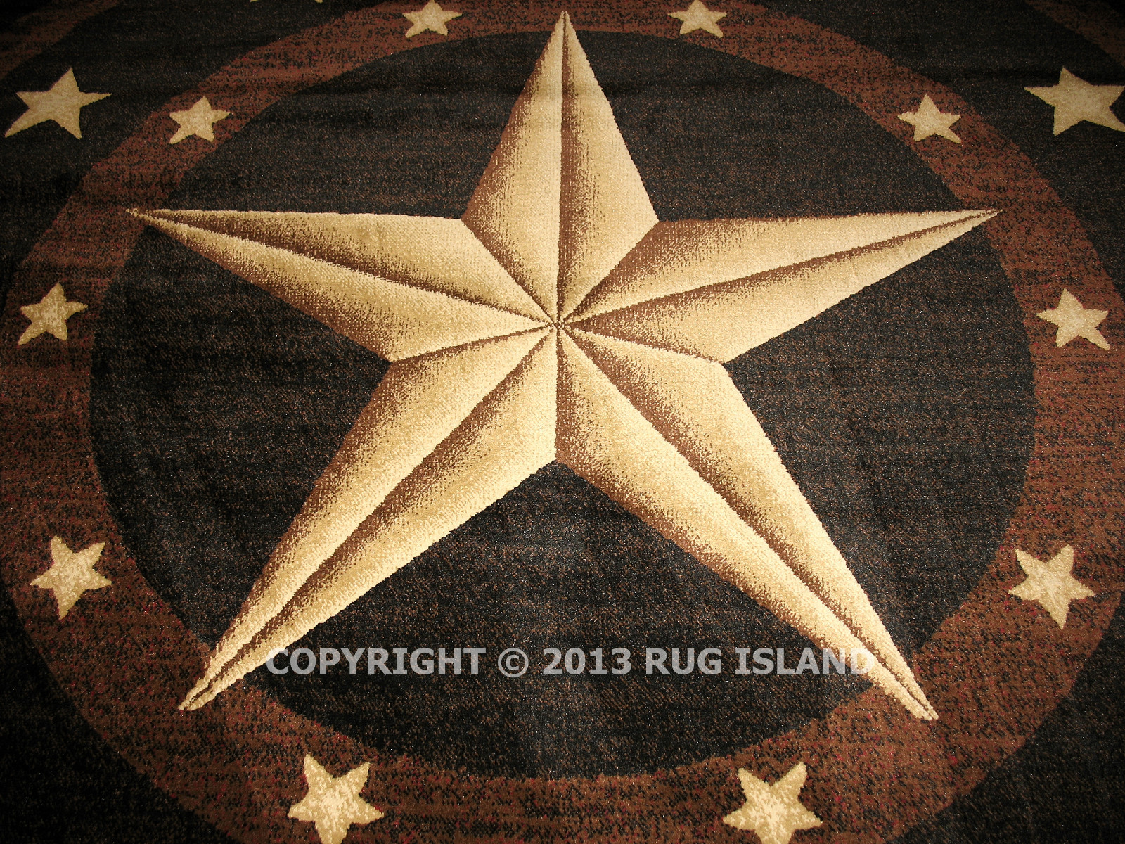 5′ Round (5’3″) Texas Star Rustic Cowboy Western Area Rug *FREE SHIPPING*