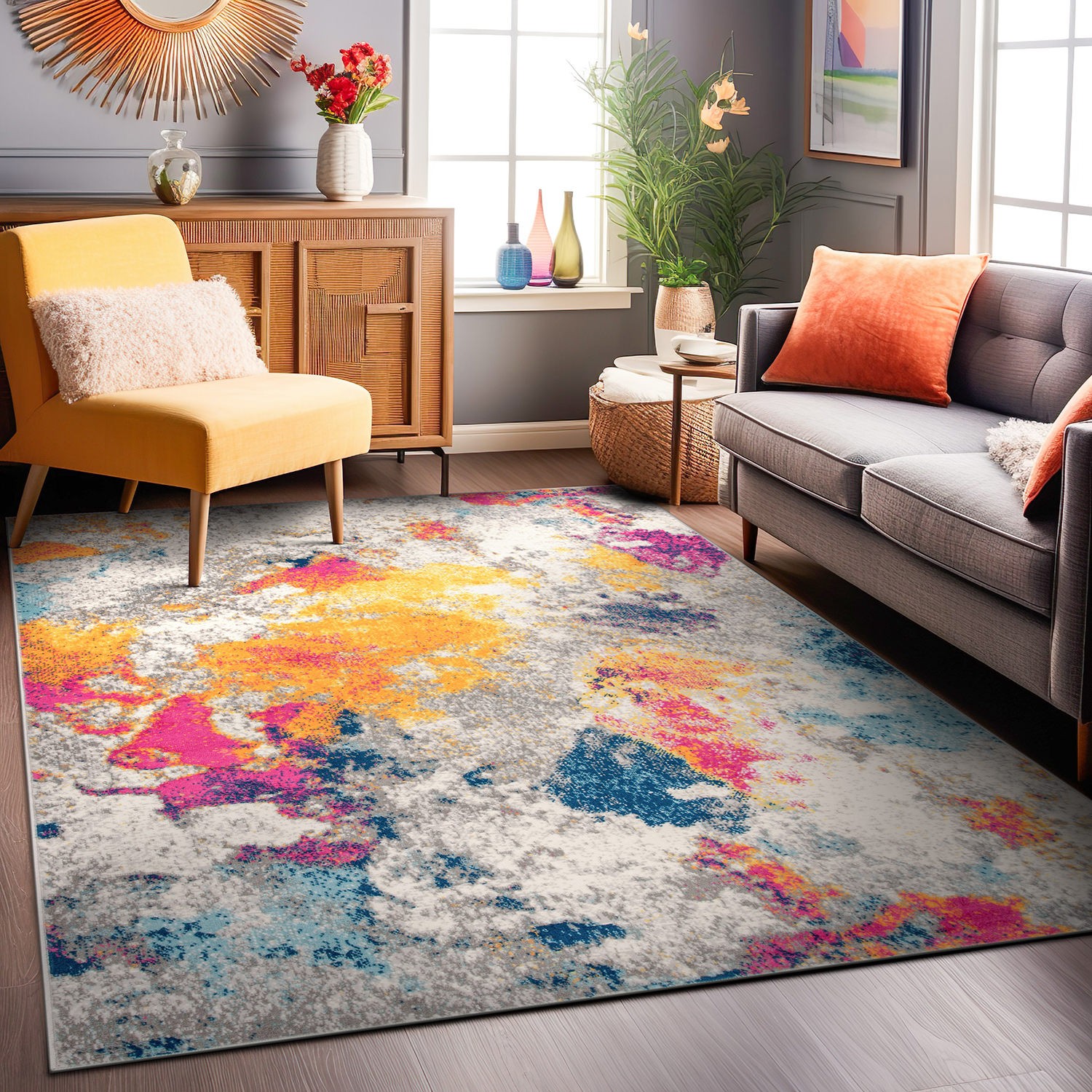 Rugshop Area Rug Abstract Contemporary Carpet Rugs for Bedroom Woven Rugs 3×5