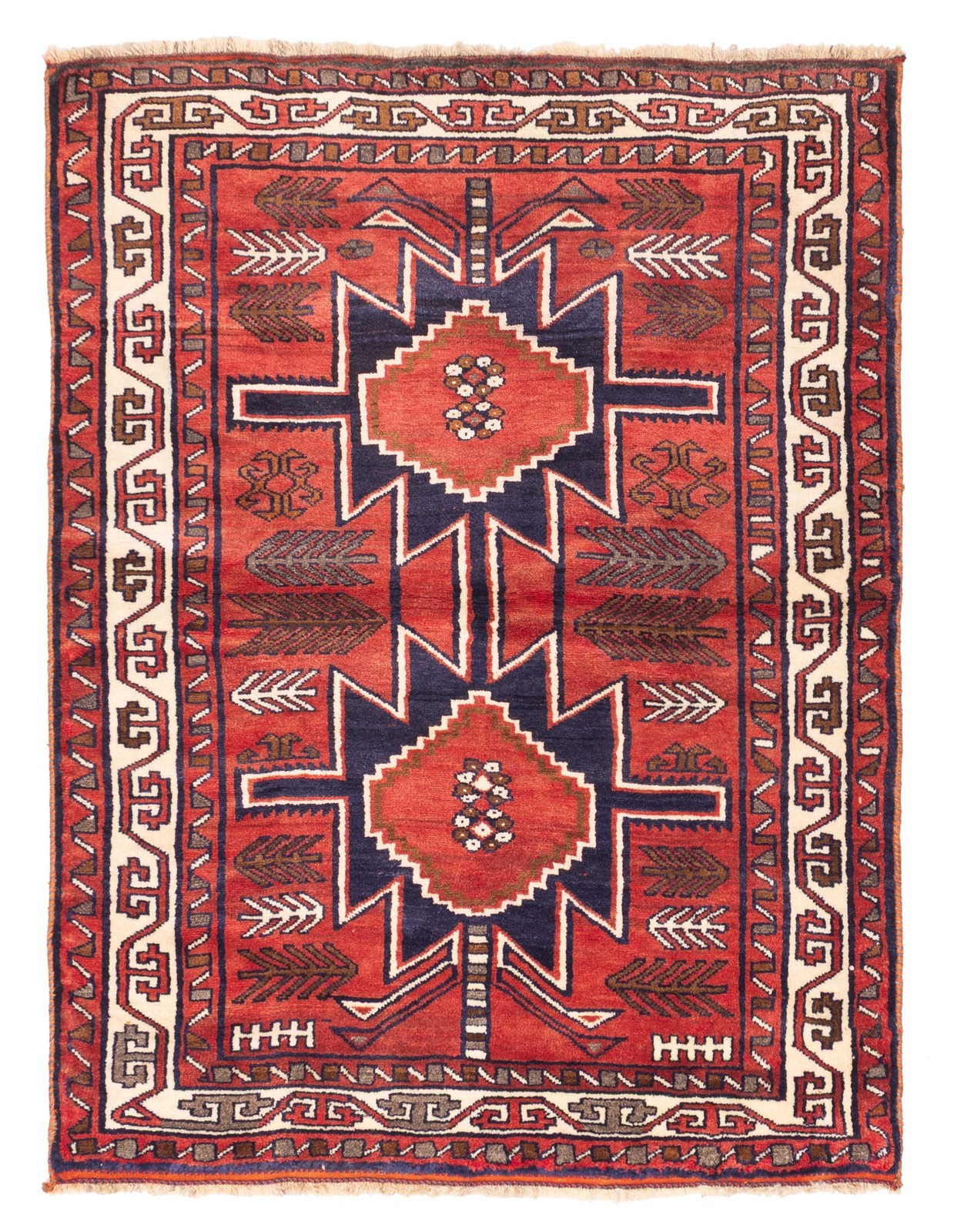 Vintage Hand-Knotted Area Rug 5’0″ x 6’5″ Traditional Oriental Wool Carpet