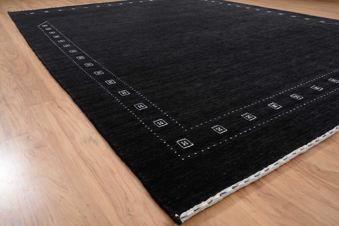 9′ x 12′ Farmhouse Black Gabbeh Rug Bedroom Soft Pile Carpet ,Oversize Gabbeh