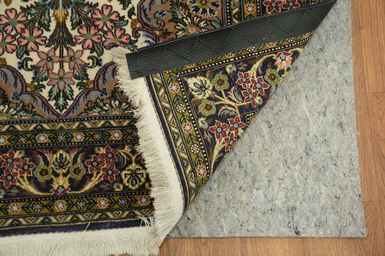 4×5 Elegant Hand-Knotted Wool Area Rug in All-Over Multicolor Hues