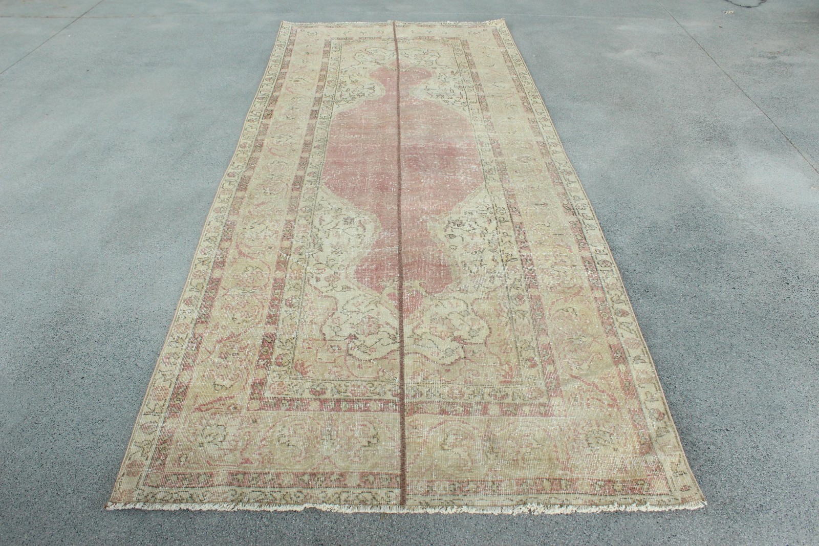 Turkish Vintage Large Rug 4,2×10,2 ft, Red Patchwork Rug Wool