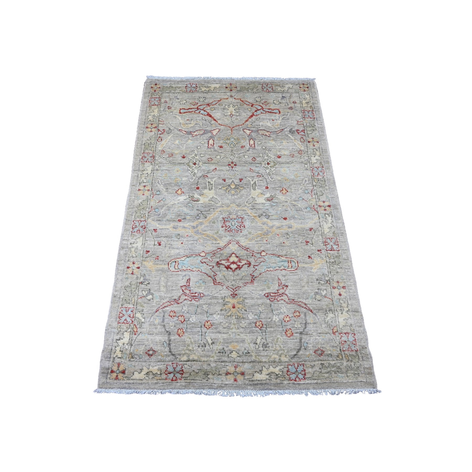 3’x5’1″ Gray Peshawar Bijar Garus Design Pure Wool Hand Knotted Rug R20923