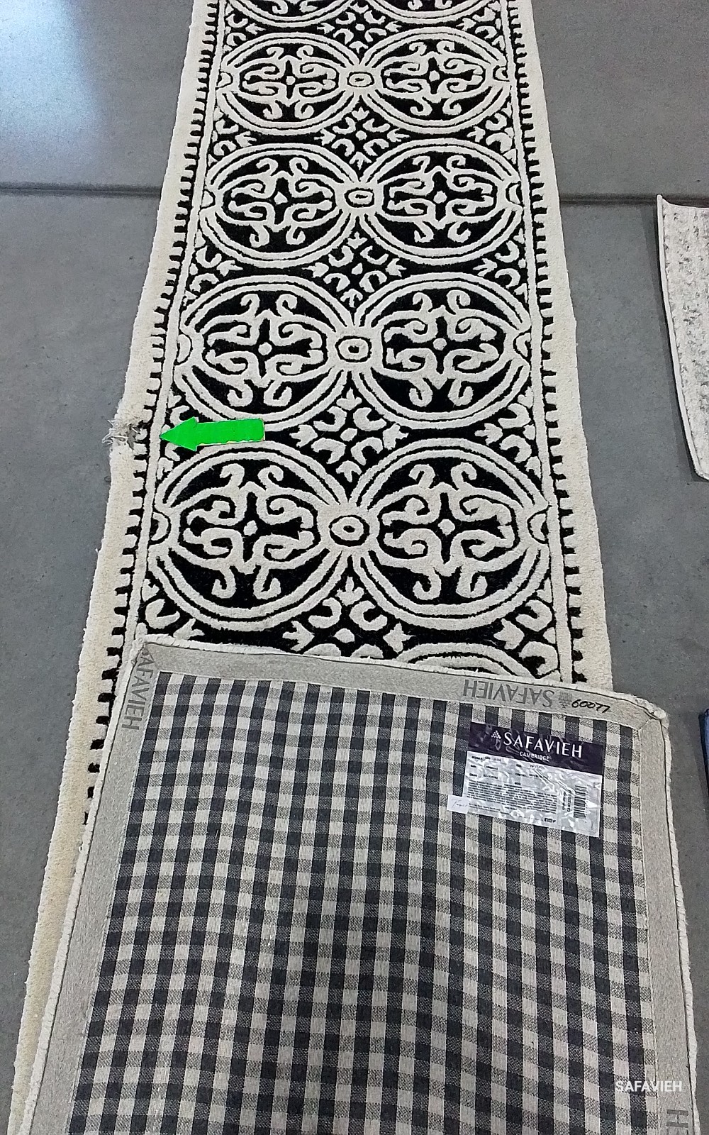 BLACK / IVORY 2′-6″ x 14′-0″ Hole in Rug, Reduced Price 1172779053 CAM123E-214